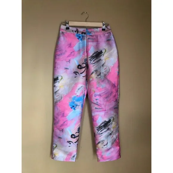 Neubyrne painterly abstract pink print Patricia pants - Picture 5 of 7